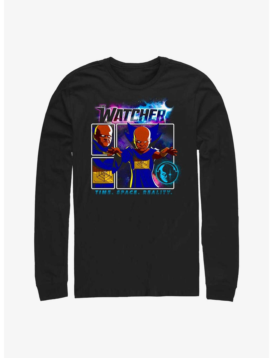 Marvel What If...? The Watcher TIme Space Reality Long-Sleeve T-Shirt, BLACK, hi-res