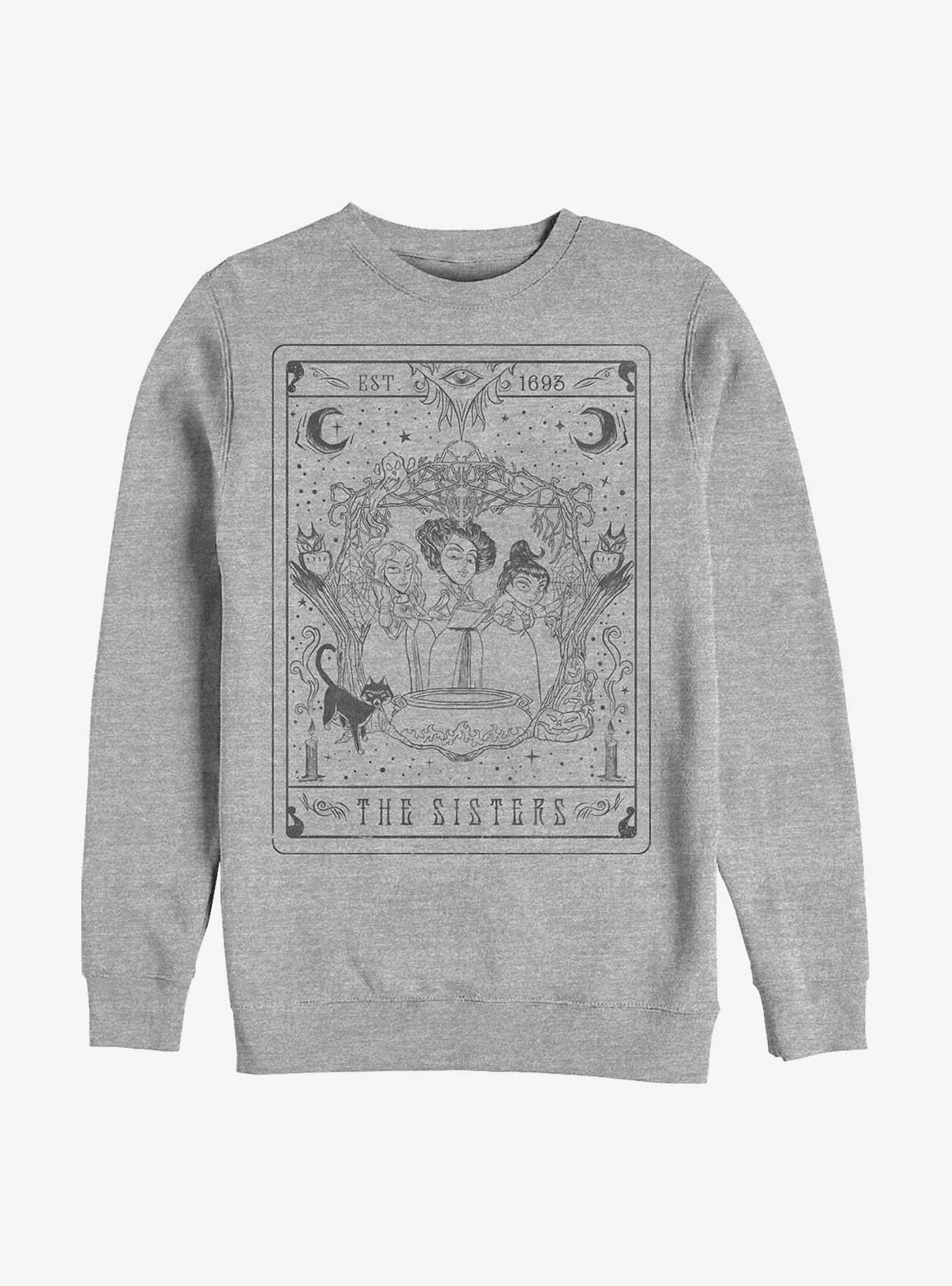 Disney Hocus Pocus The Sisters Tarot Crew Sweatshirt, ATH HTR, hi-res