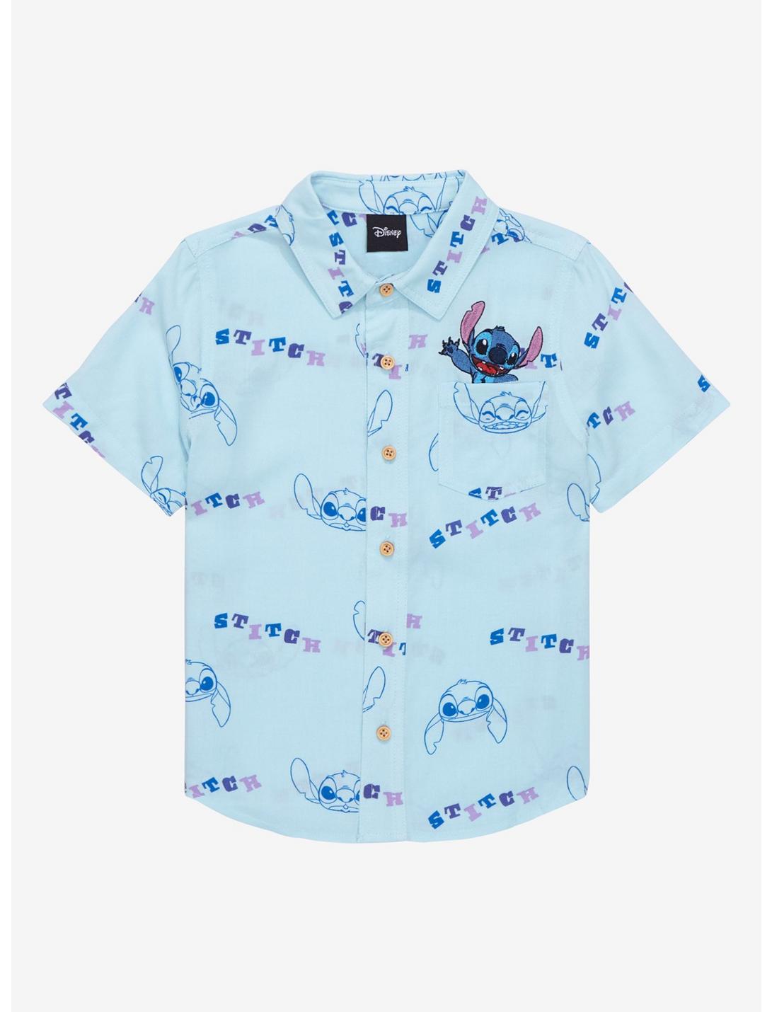 Disney Lilo & Stitch Expressions Toddler Woven Button-Up - BoxLunch Exclusive, BABY BLUE, hi-res
