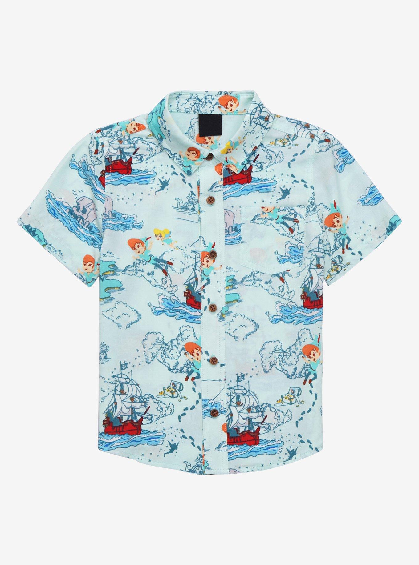 Disney Peter Pan Map Toddler Woven Button-Up - BoxLunch Exclusive, MINT GREEN, hi-res