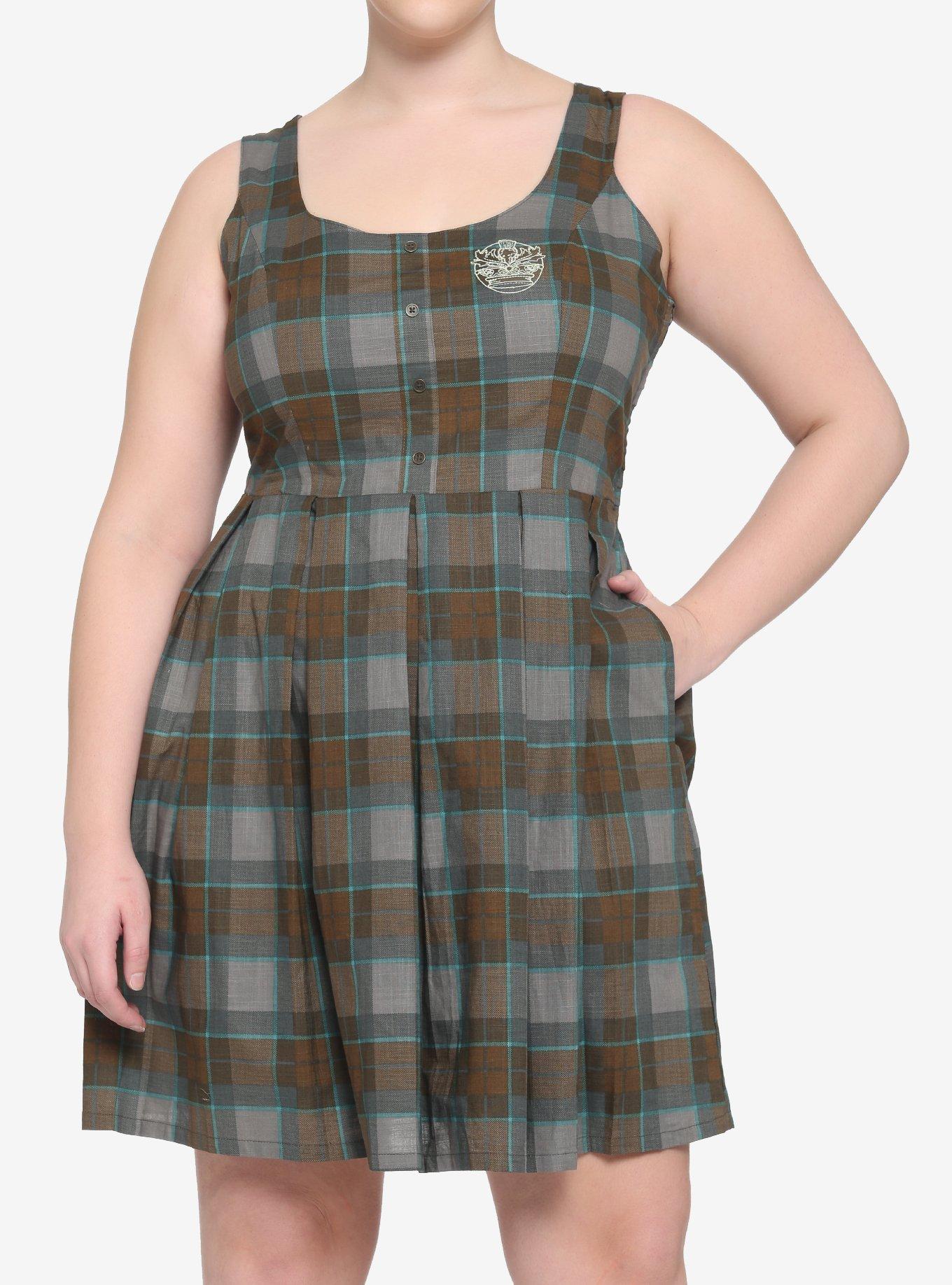 Outlander Lace-Up Tartan Plaid Dress Plus Size