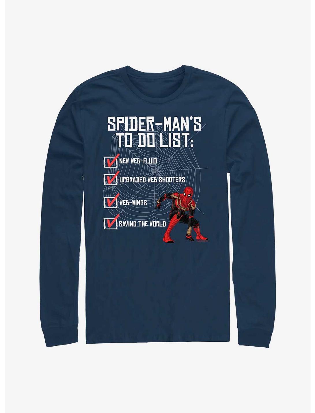Marvel Spider-Man: No Way Home Spider-Man To Do Long-Sleeve T-Shirt, NAVY, hi-res