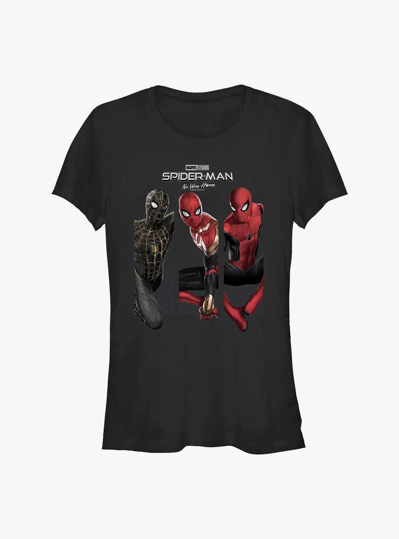 Marvel Spider-Man: No Way Home Three Panel Spidey Womens T-Shirt, BLACK, hi-res