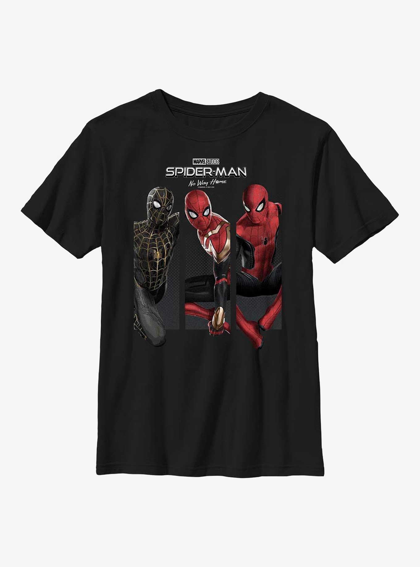 Marvel Spider-Man: No Way Home Three Panel Spidey Youth T-Shirt, BLACK, hi-res