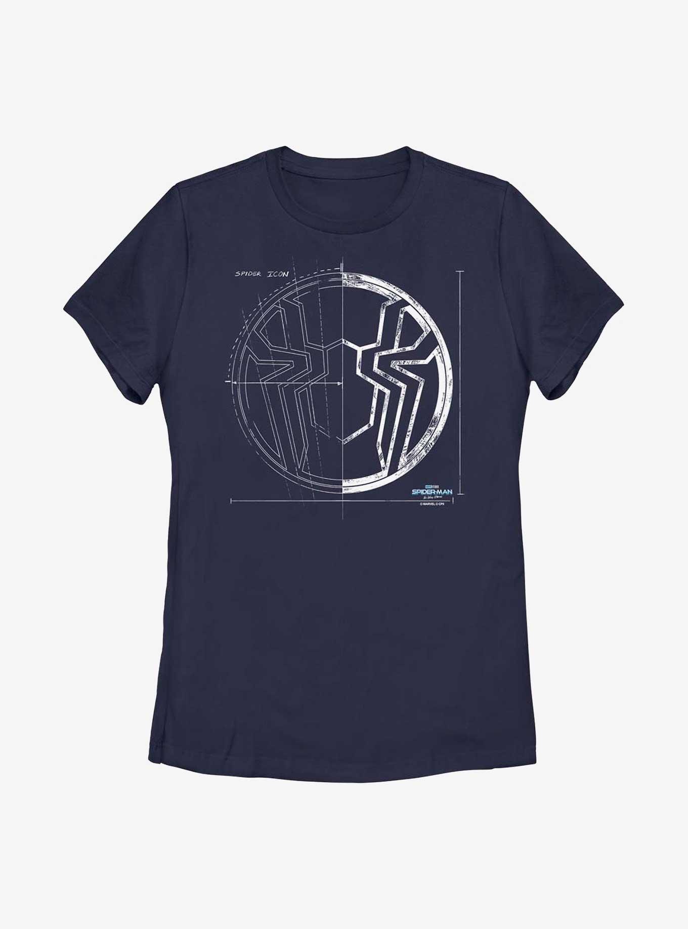 Marvel Spider-Man: No Way Home Grid White Womens T-Shirt, NAVY, hi-res