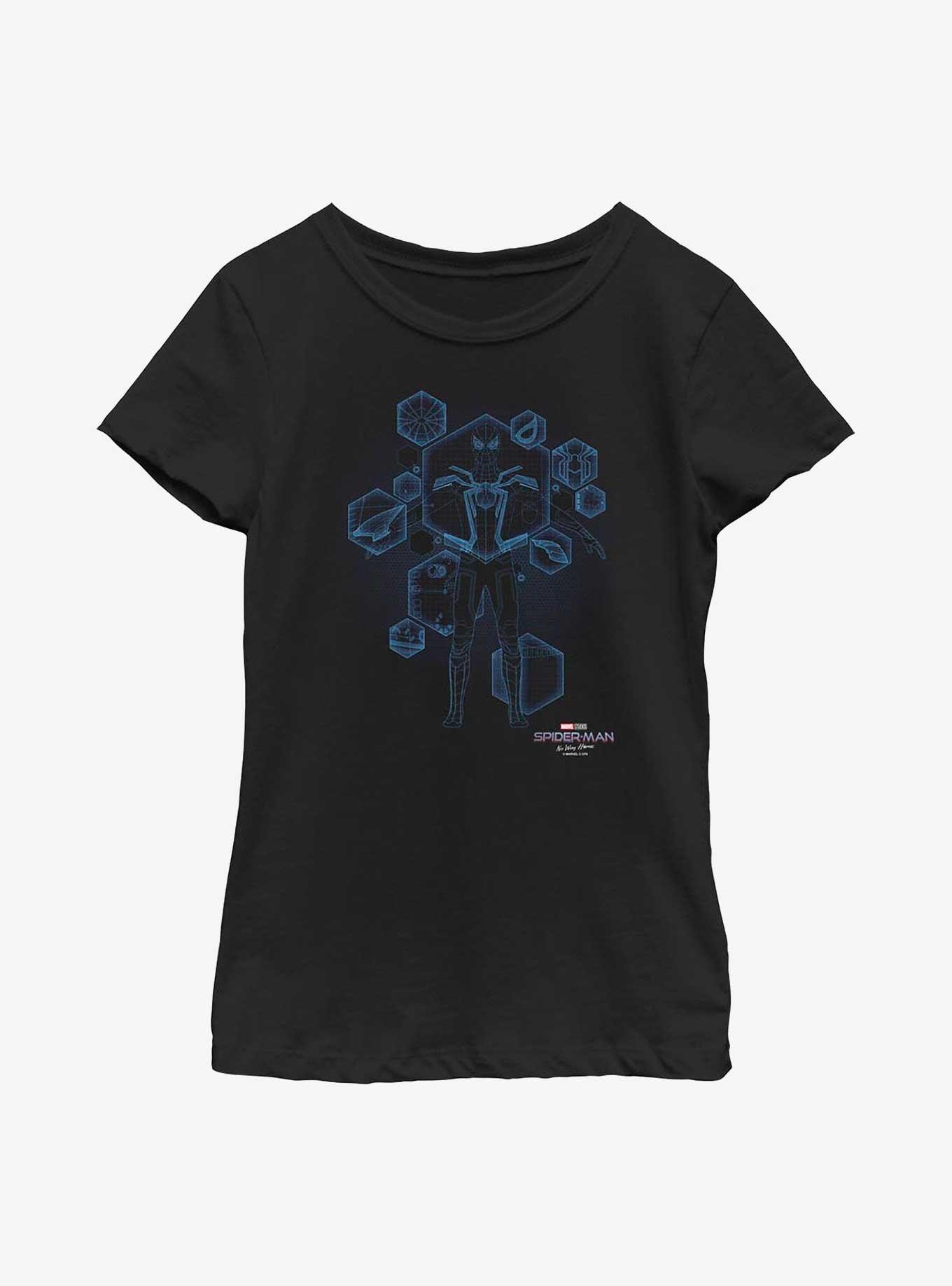 Marvel Spider-Man: No Way Home Blue Print Ready Youth Girls T-Shirt, BLACK, hi-res