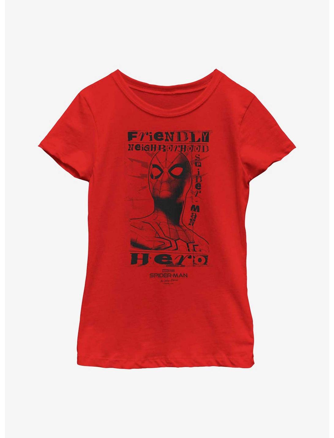 Marvel Spider-Man: No Way Home Friendly Hero Youth Girls T-Shirt, RED, hi-res