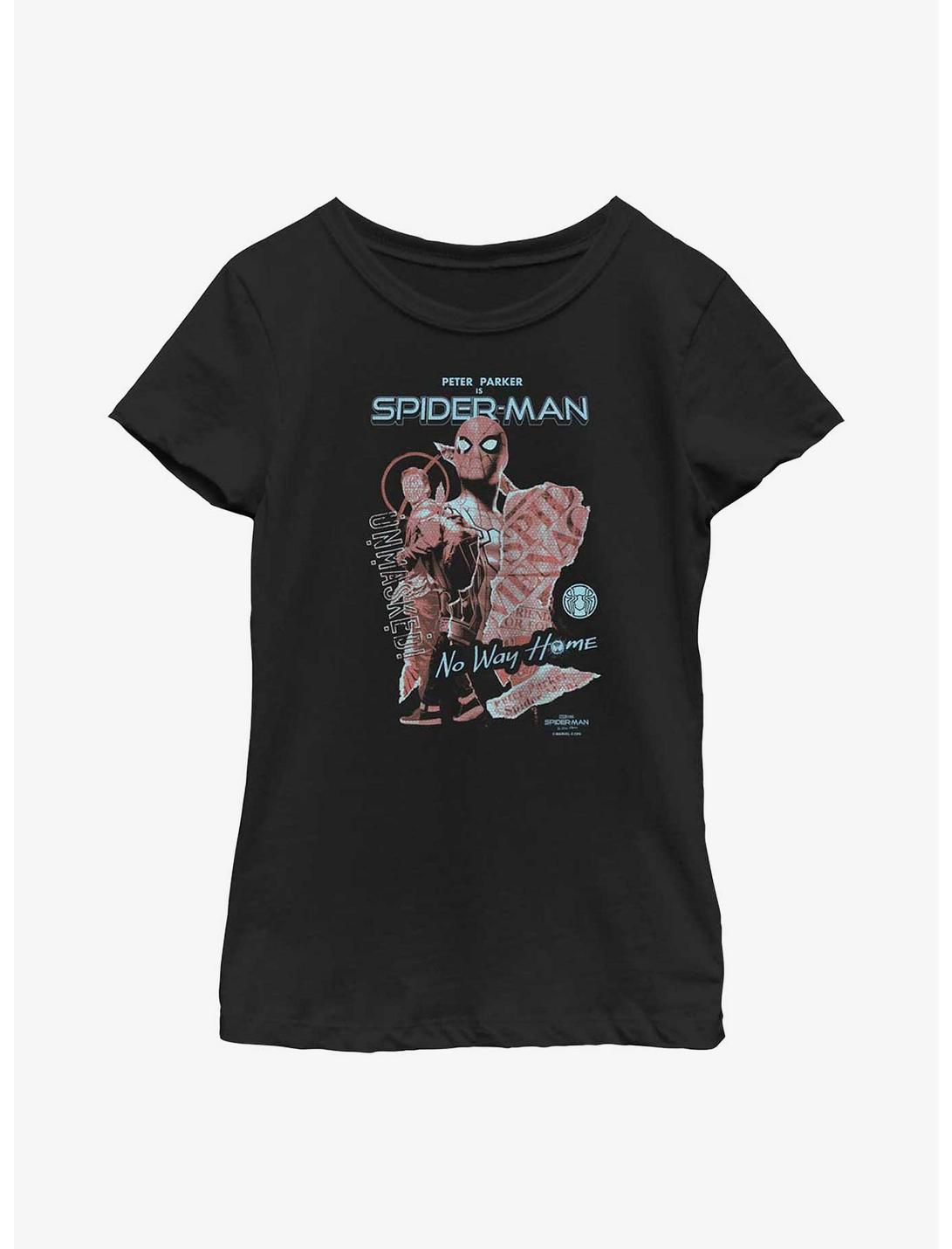 Marvel Spider-Man: No Way Home No Mask Cover Youth Girls T-Shirt, BLACK, hi-res