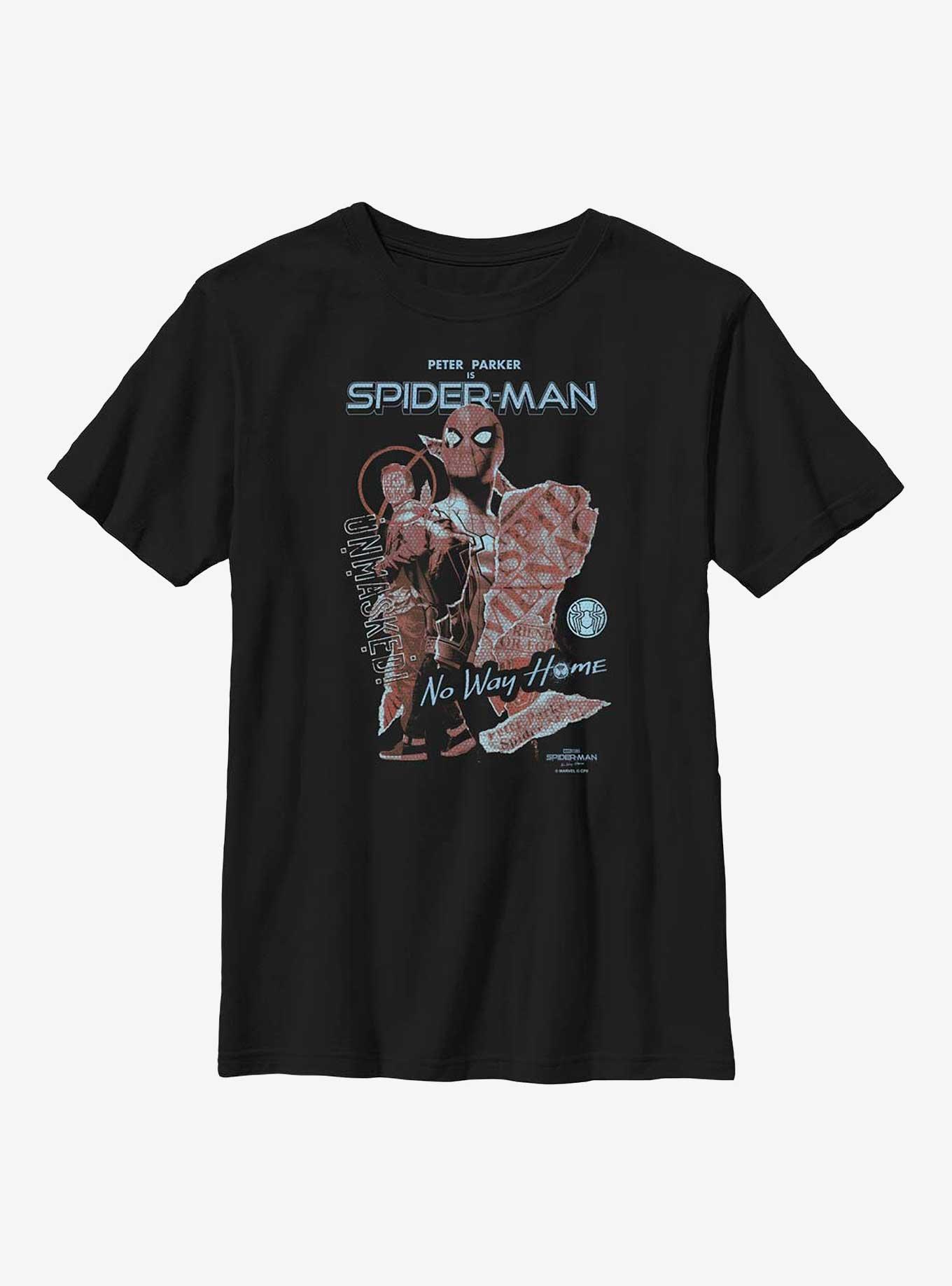 Marvel Spider-Man: No Way Home No Mask Cover Youth T-Shirt, BLACK, hi-res