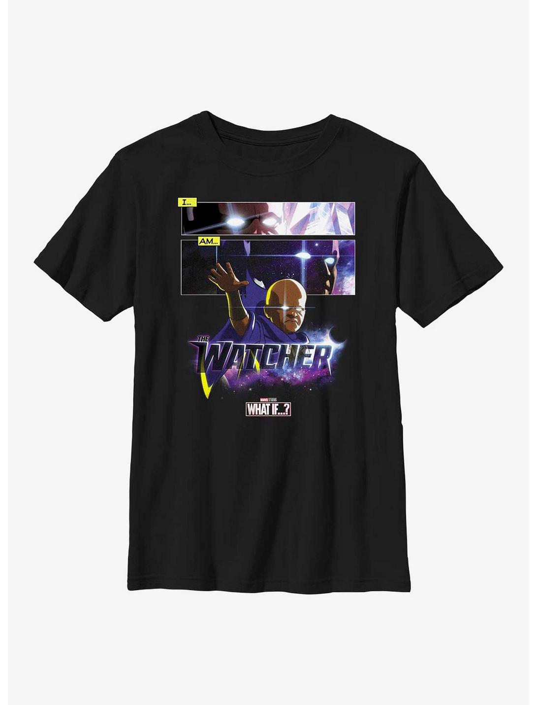Marvel What If...? I Am The Watcher Panels Youth T-Shirt, BLACK, hi-res