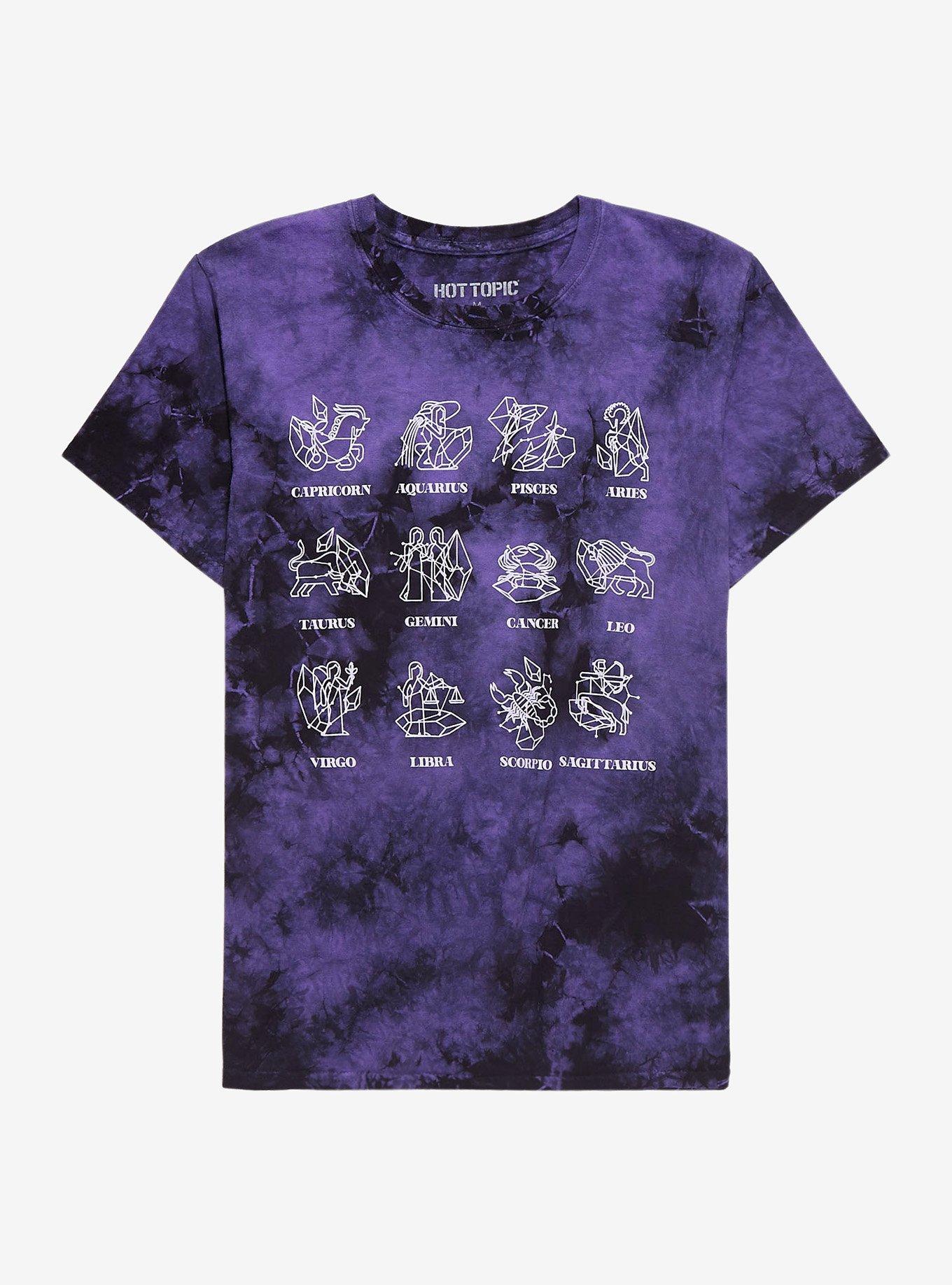 Zodiac Purple Tie-Dye Boyfriend Fit Girls T-Shirt, MULTI, hi-res