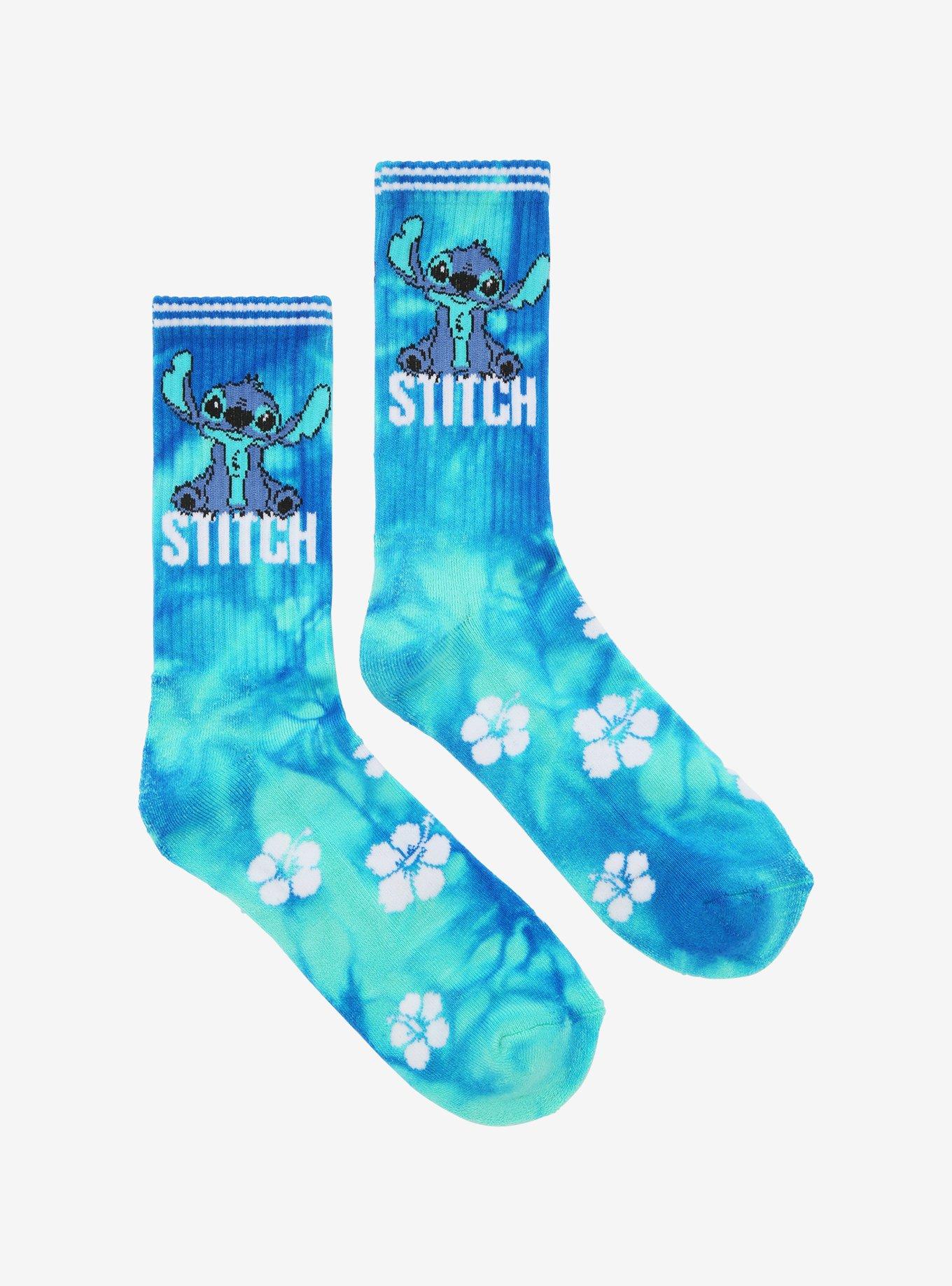 Disney Lilo & Stitch Hibiscus Tie-Dye Crew Socks, , hi-res