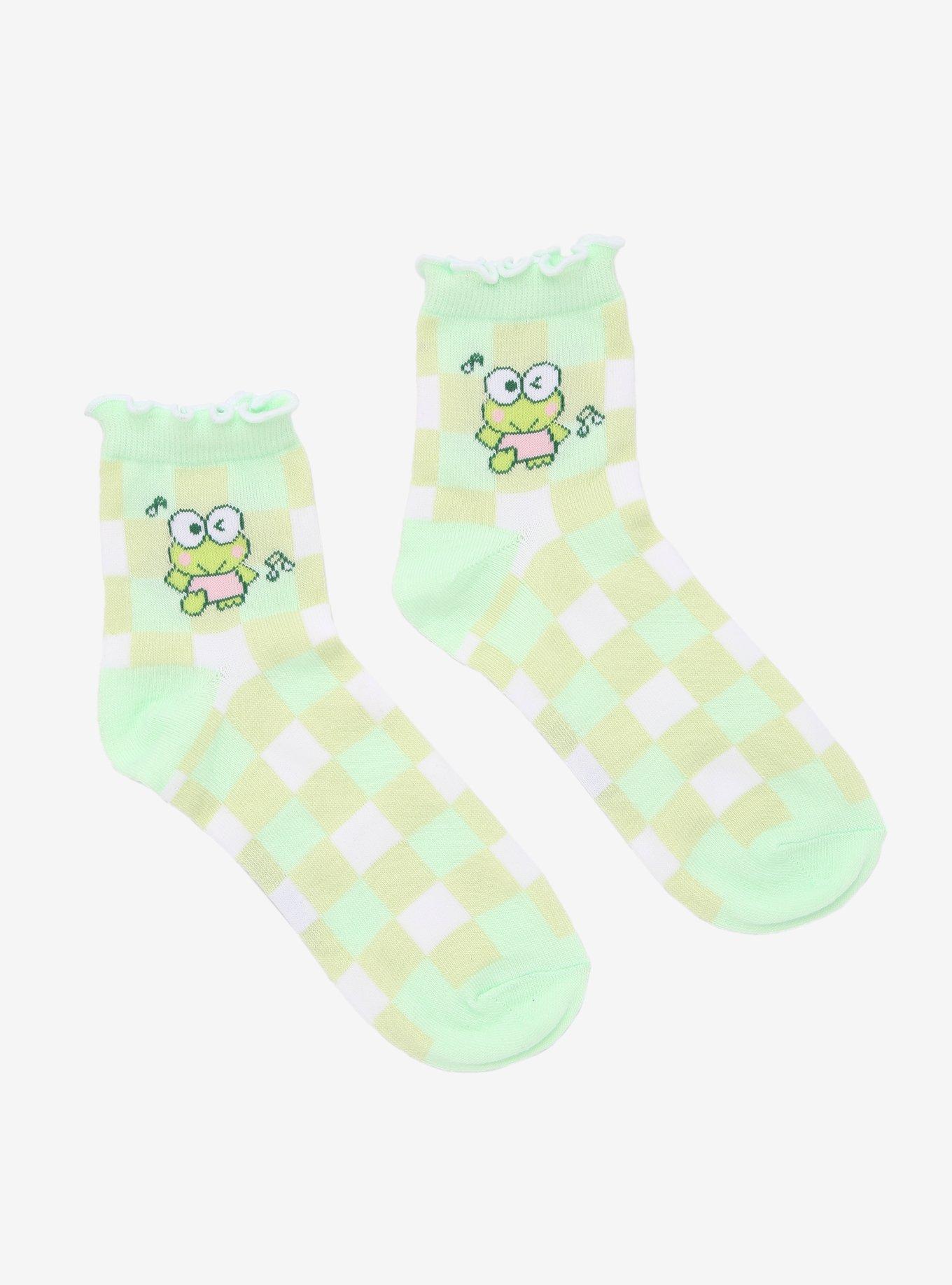 Keroppi Gingham Lettuce Hem Ankle Socks Hot Topic