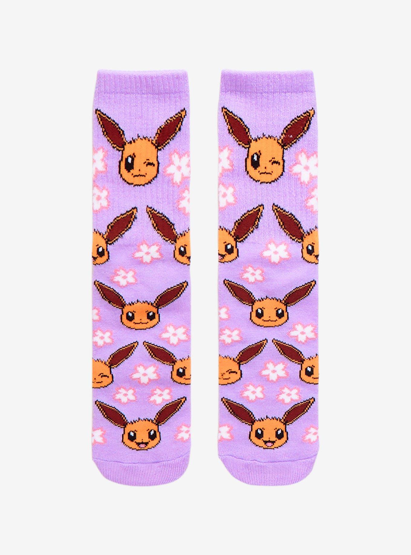 Pokemon Eevee Flowers Crew Socks, , hi-res