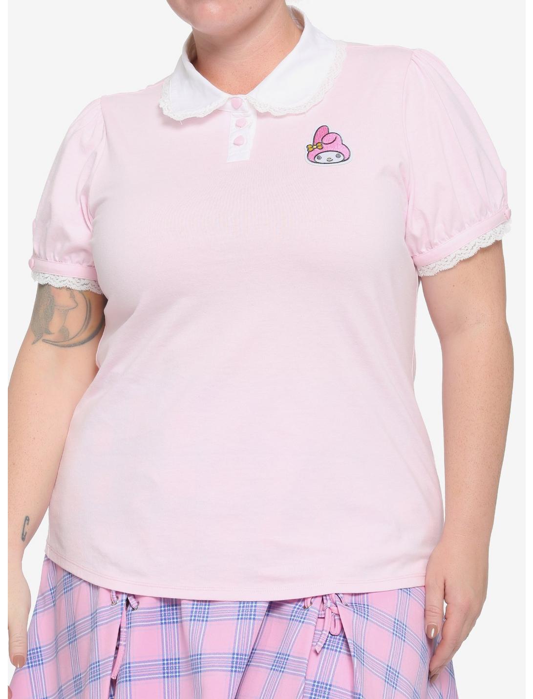 My Melody Pink Collared Girls Top Plus Size, PINK, hi-res