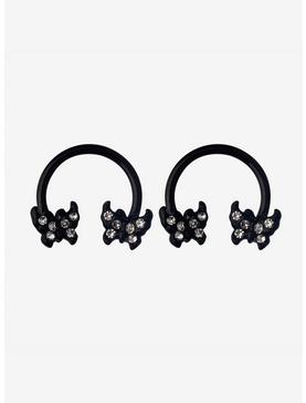 Steel Black CZ Butterfly Circular Barbell 2 Pack, , hi-res