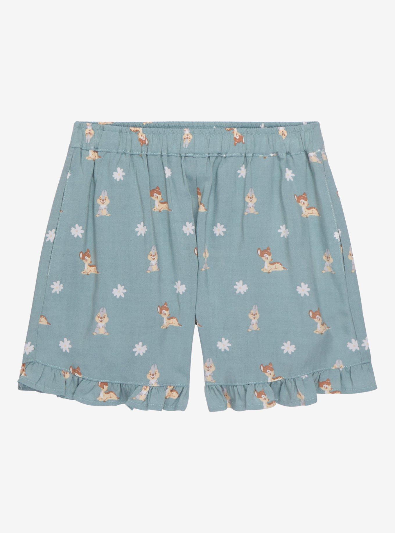 Disney Bambi & Thumper Floral Toddler Ruffle Shorts - BoxLunch Exclusive, SAGE GREEN, hi-res