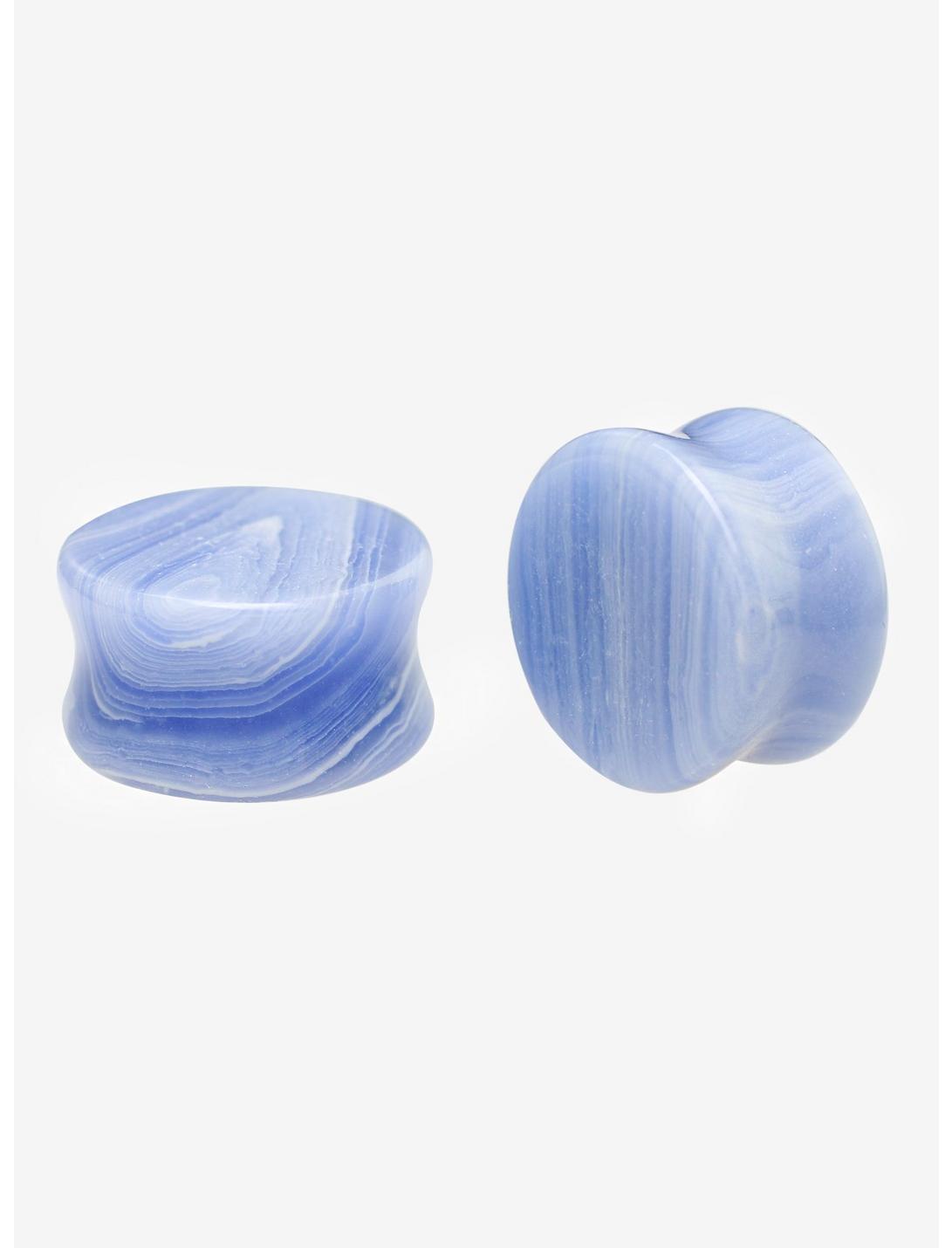 Stone Blue Lace Agate Plug 2 Pack, BLUE, hi-res