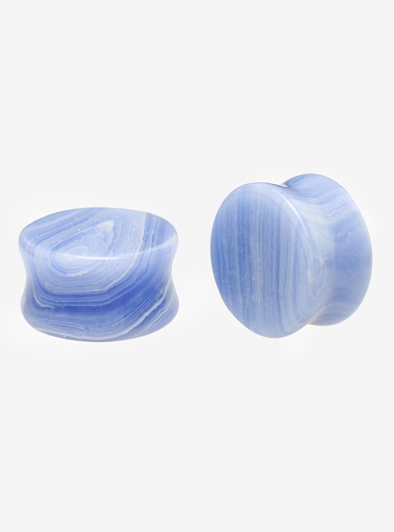 Stone Blue Lace Agate Plug 2 Pack, BLUE, hi-res