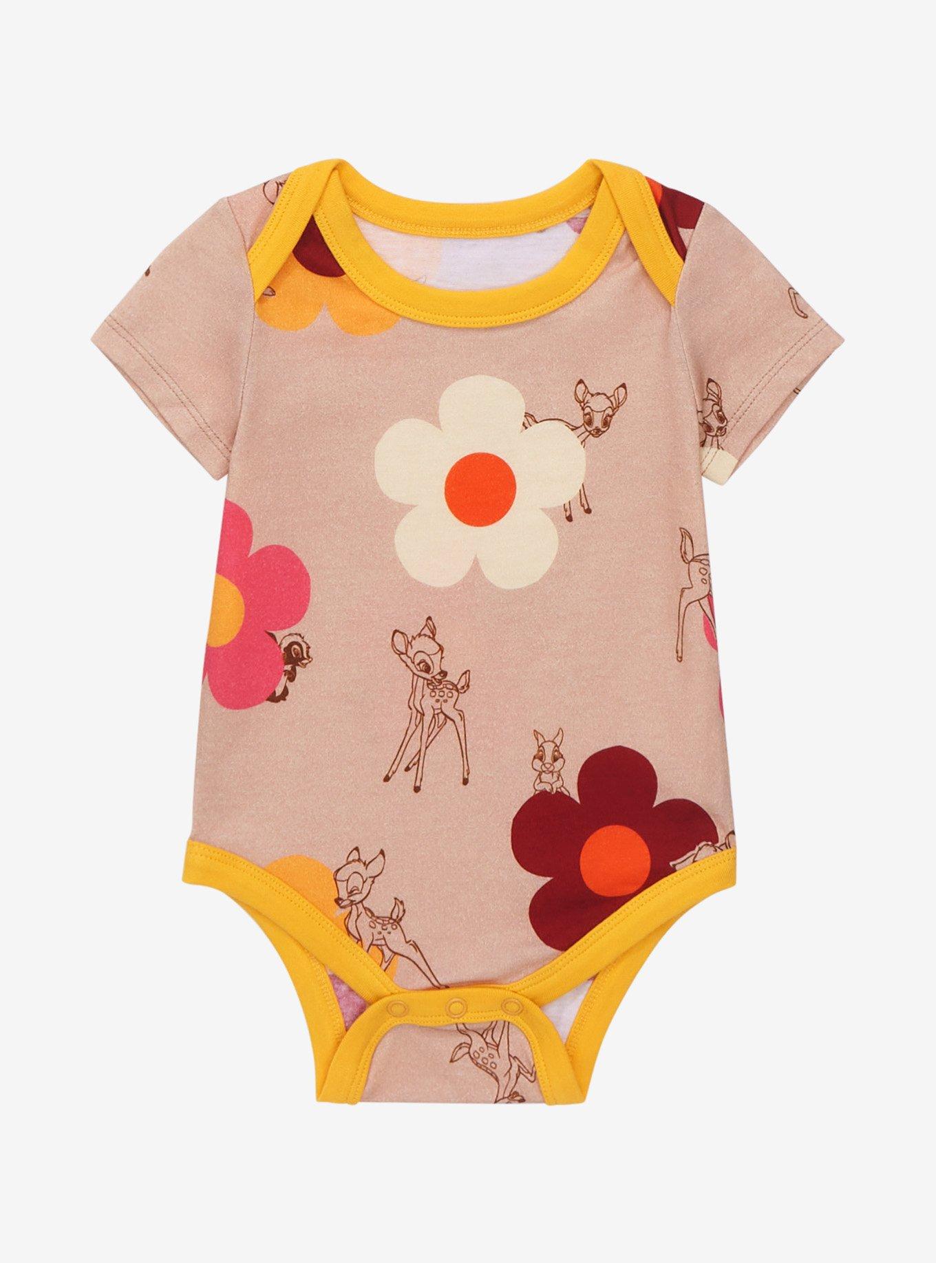 Disney Bambi 50th Anniversary Retro Flowers Allover Print Infant One-Piece - BoxLunch Exclusive, , hi-res