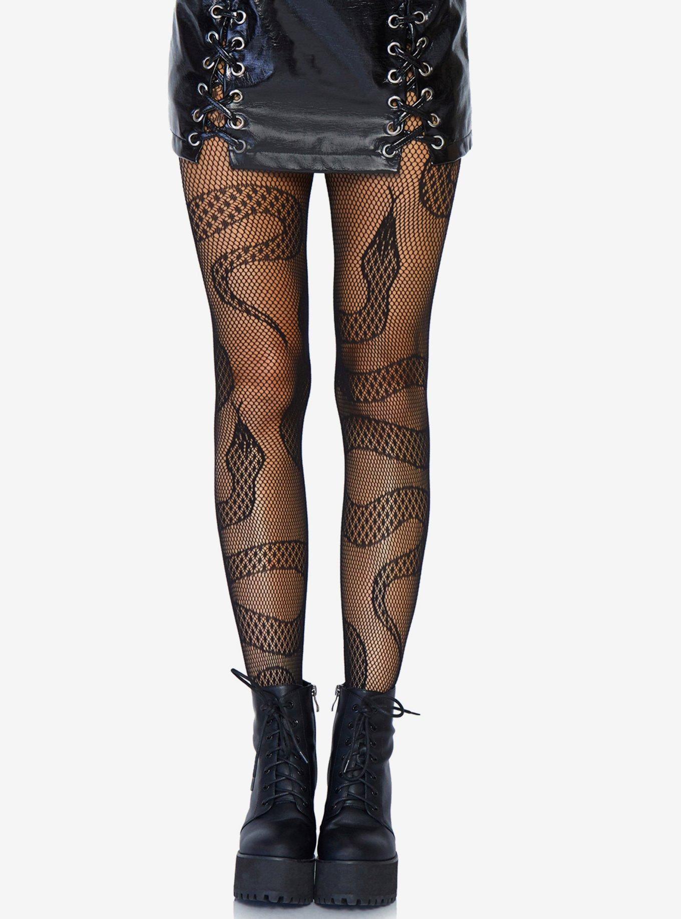 タイツ・ソックス [2000ARCHIVES] YEAR OF SNAKE TIGHTS - NUDE / BLACK / WHITE Black Snake Fishnet Tights | Hot Topic