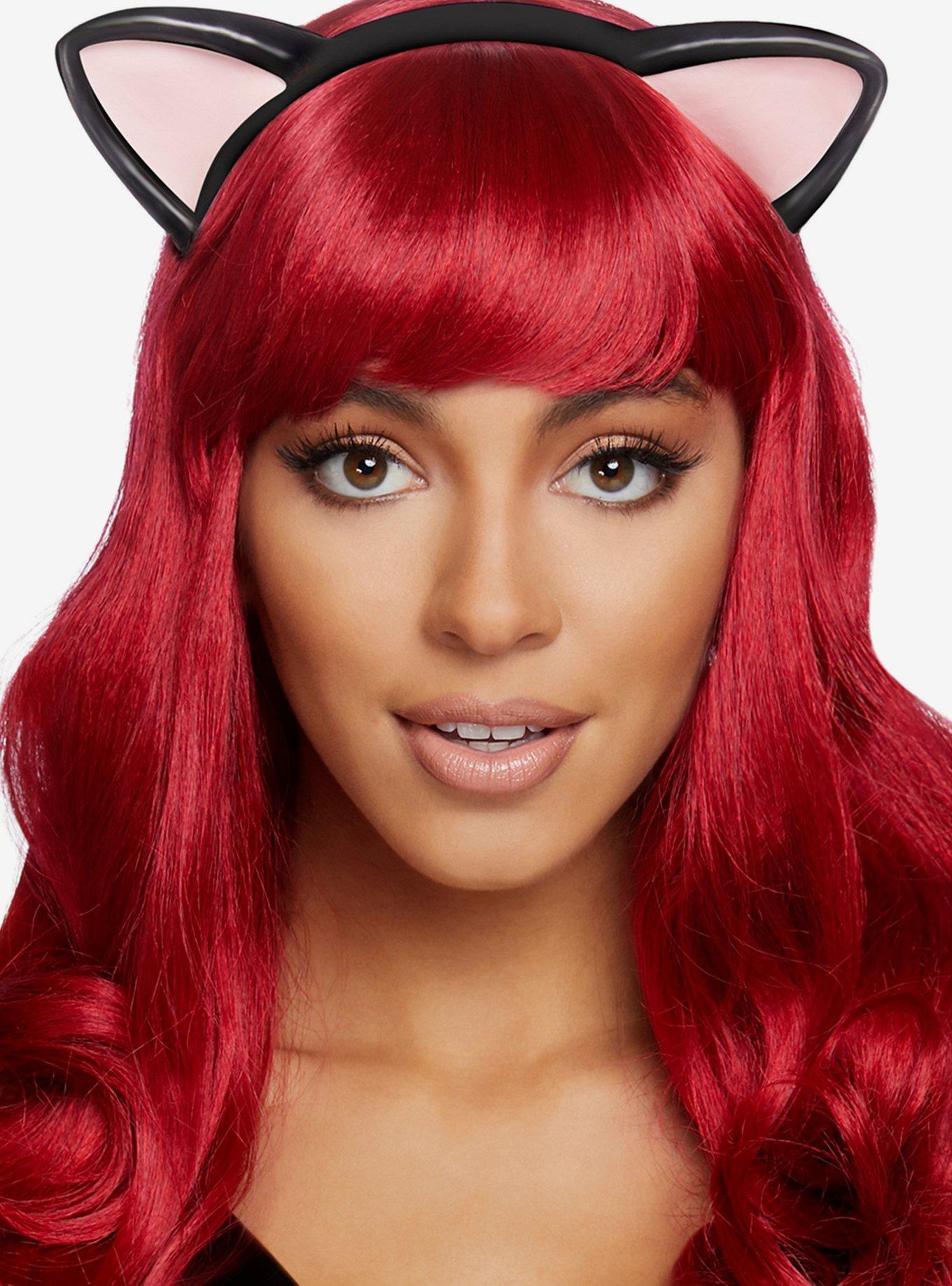 Latex Kitty Ear Headband Black, , hi-res