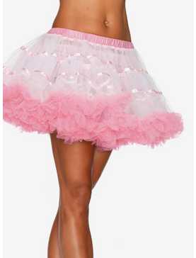 Layered Satin Striped Tulle Petticoat Skirt White/Pink, , hi-res
