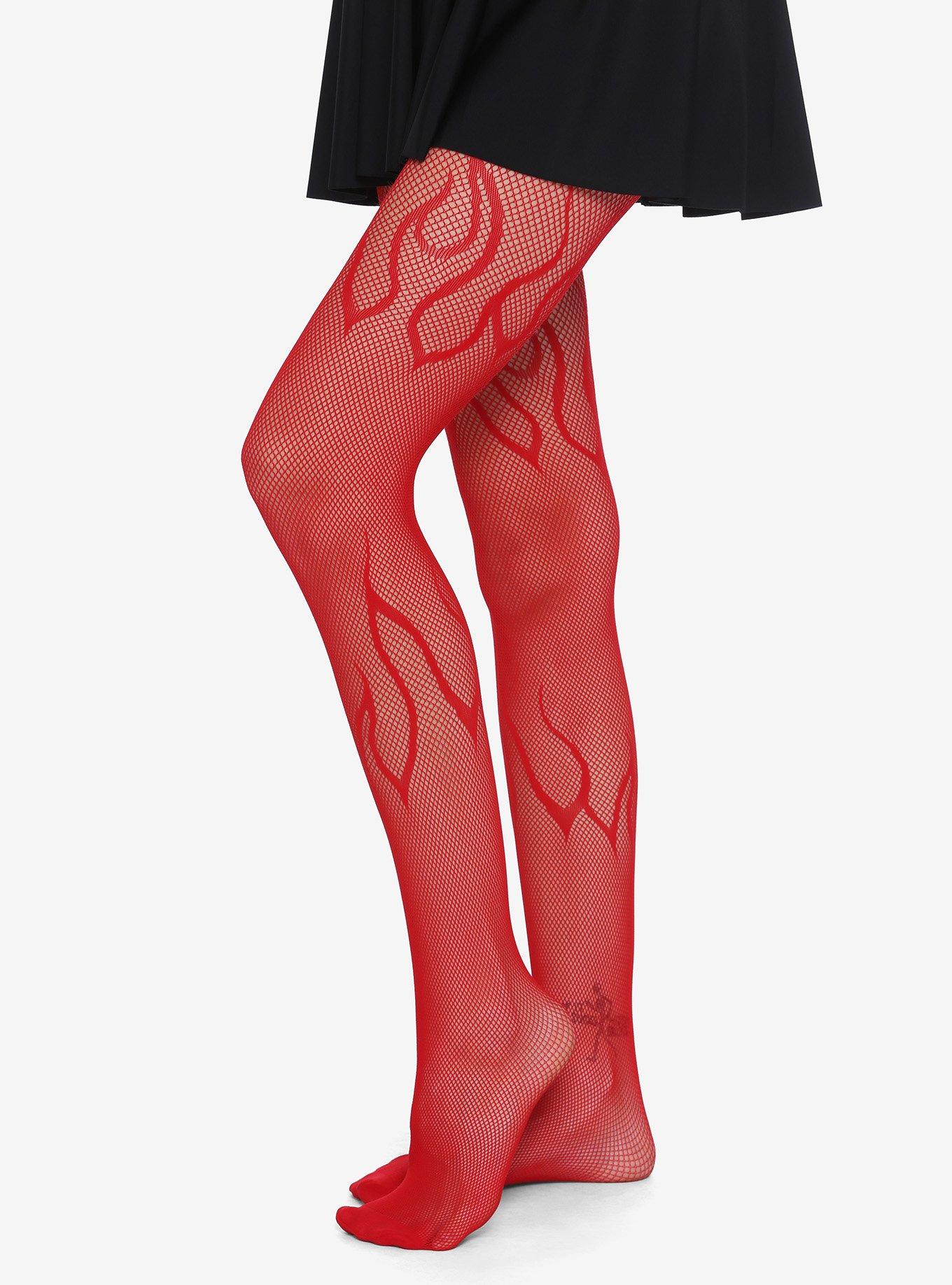 Hot Topic Red Fishnet Tights