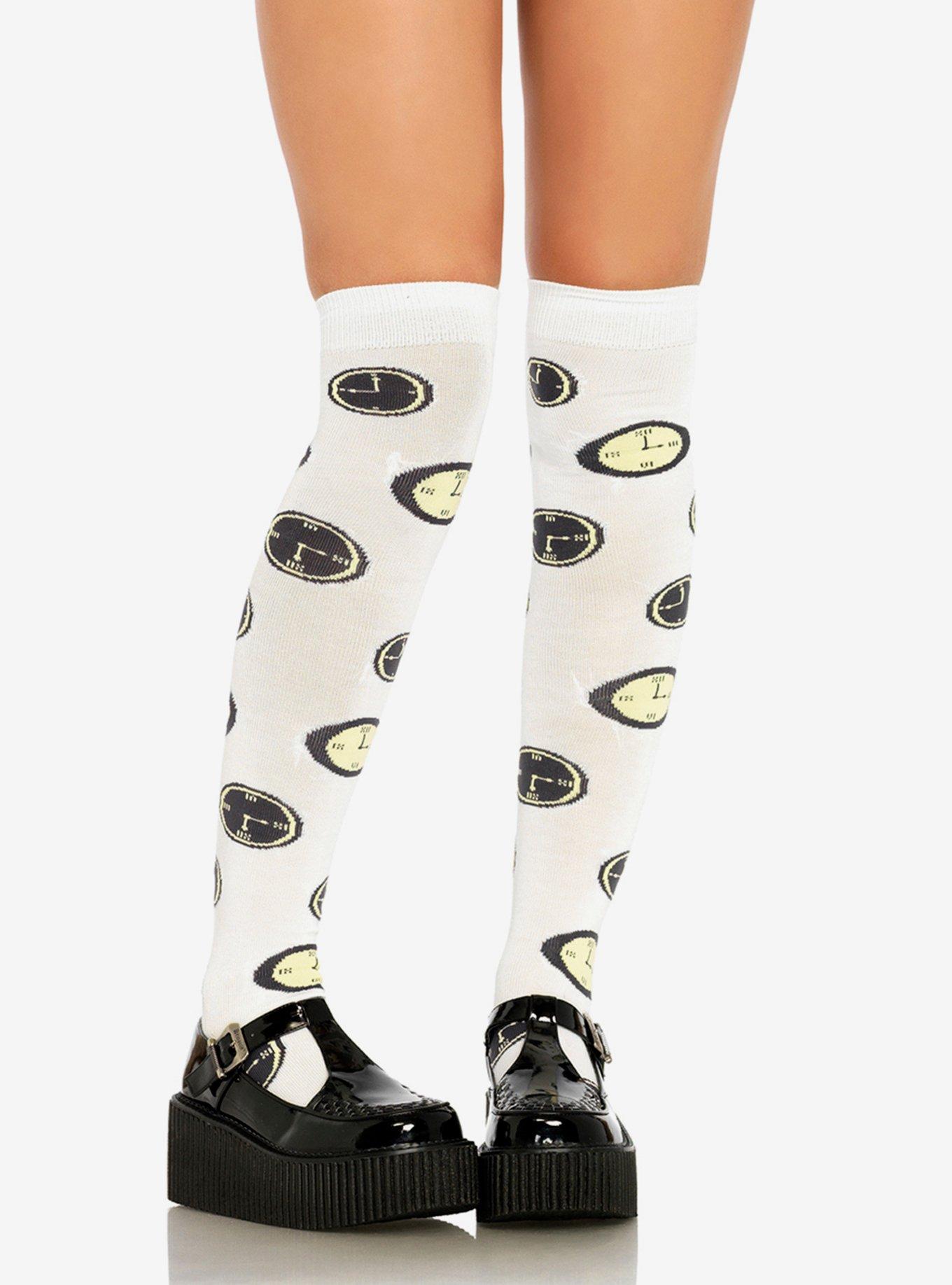 Tick Tock Clock Over The Knee Socks, , hi-res