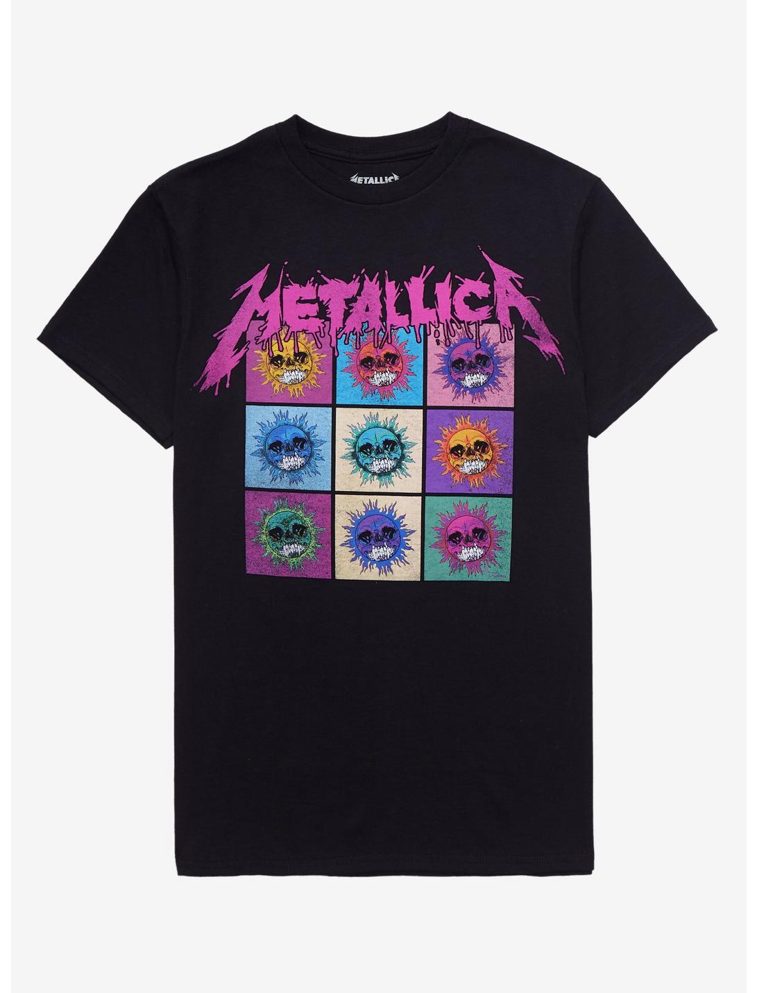 Metallica Splattered Skulls Grid Girls T-Shirt, BLACK, hi-res