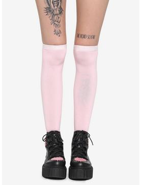 Pink White Lace Over-The-Knee Socks, , hi-res