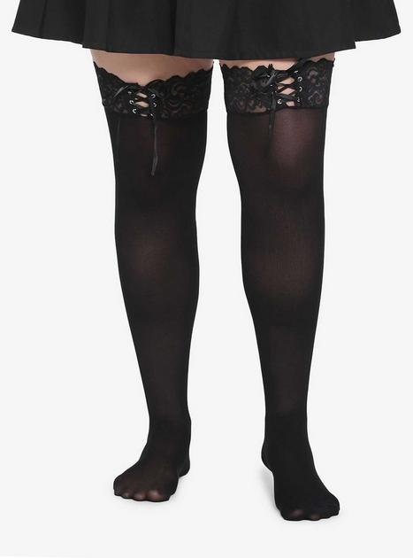 Black Lace Up Thigh Highs Hot Topic