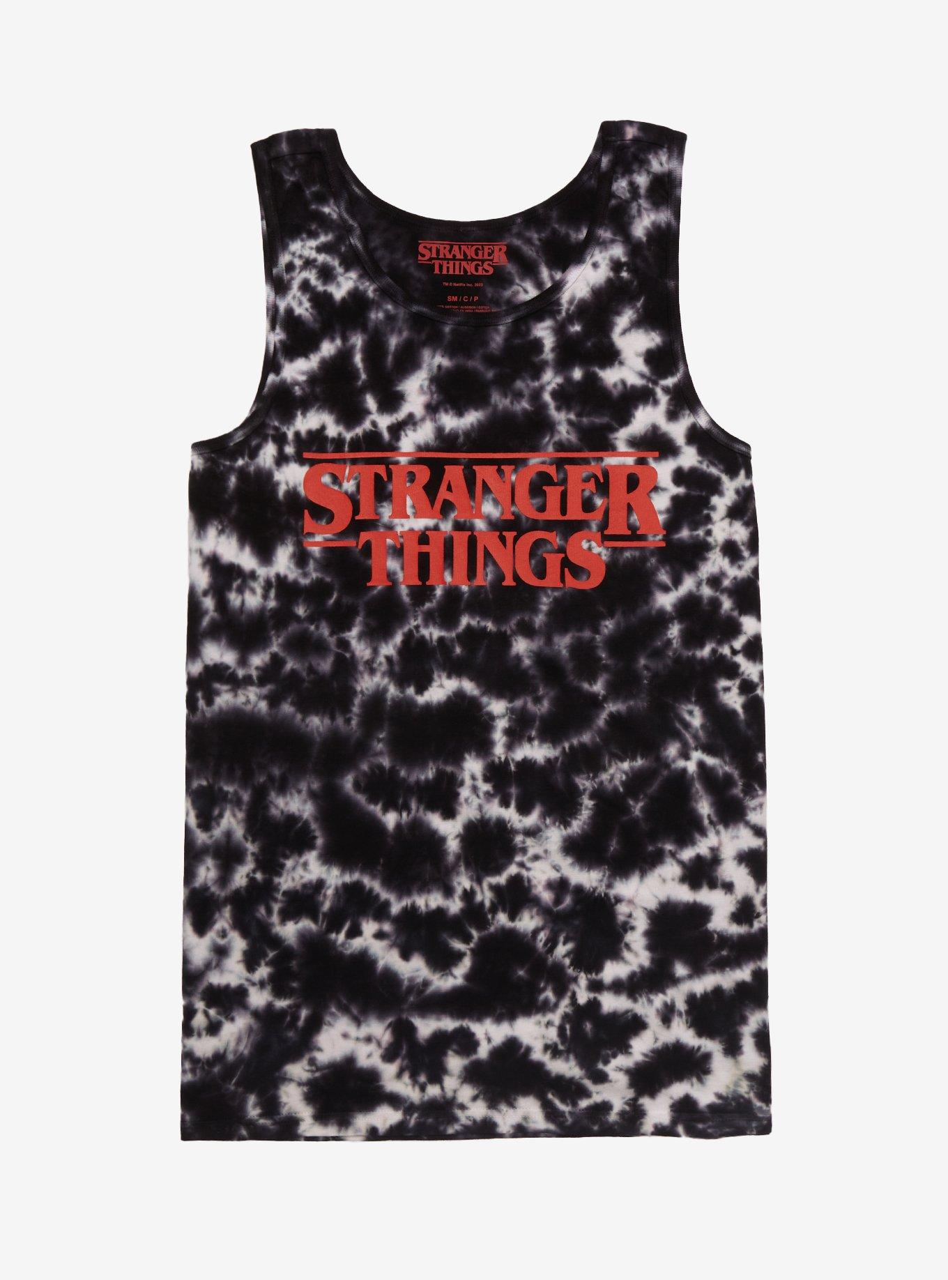 STRANGER THINGS LOGO BLACK AND WHITE WASH TANK TOP