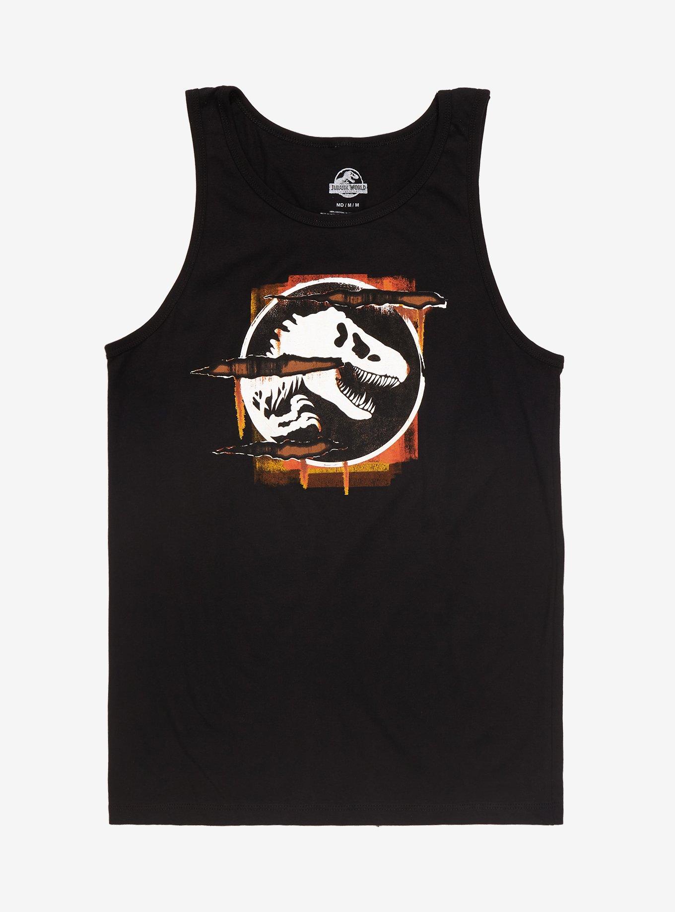 Jurassic World Dominion Orange Logo Tank Top, BLACK, hi-res