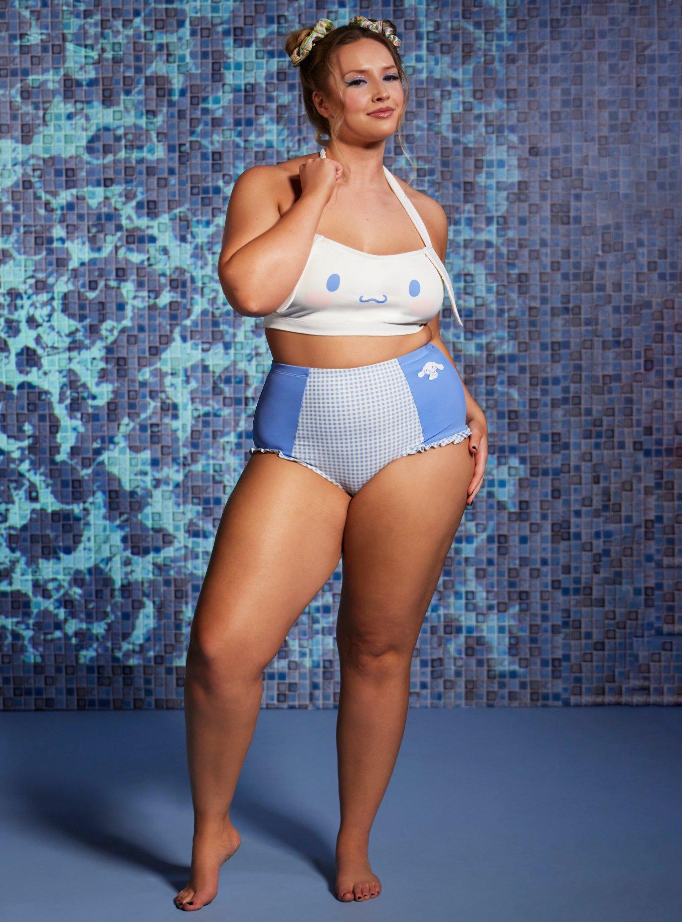 Cinnamoroll Blue Gingham High Waisted Swim Bottoms Hot Topic