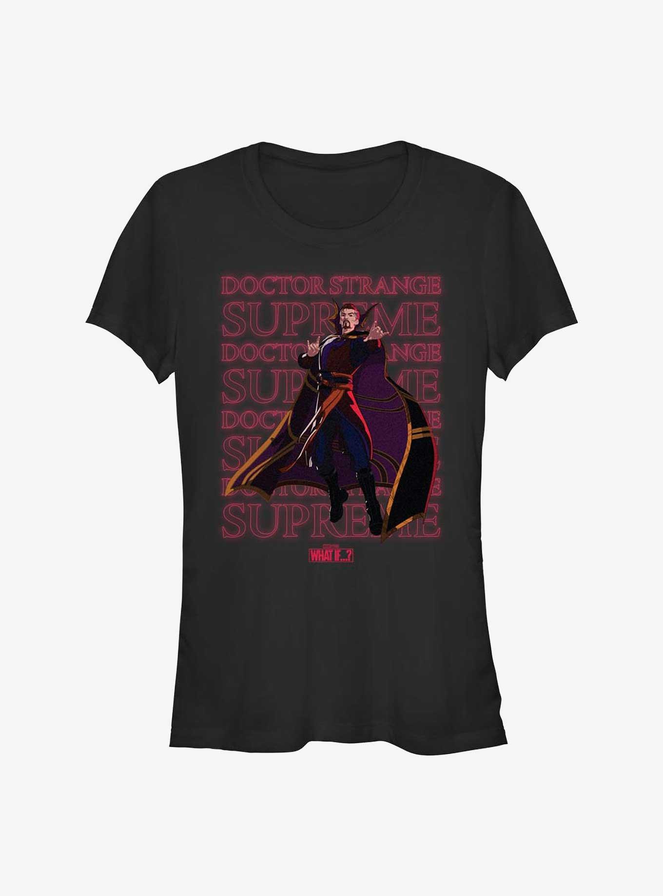 Marvel What If...? Supreme Text Stack Girls T-Shirt, BLACK, hi-res