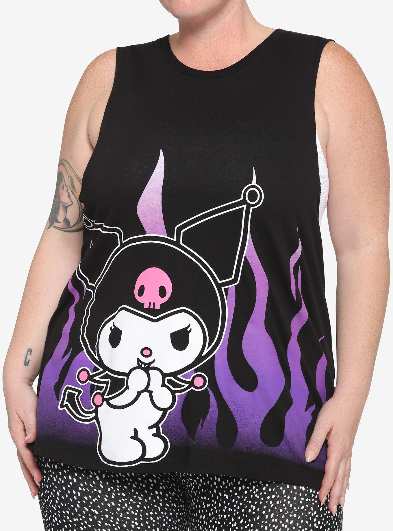 Kuromi Purple Flames Girls Muscle Top Plus Size