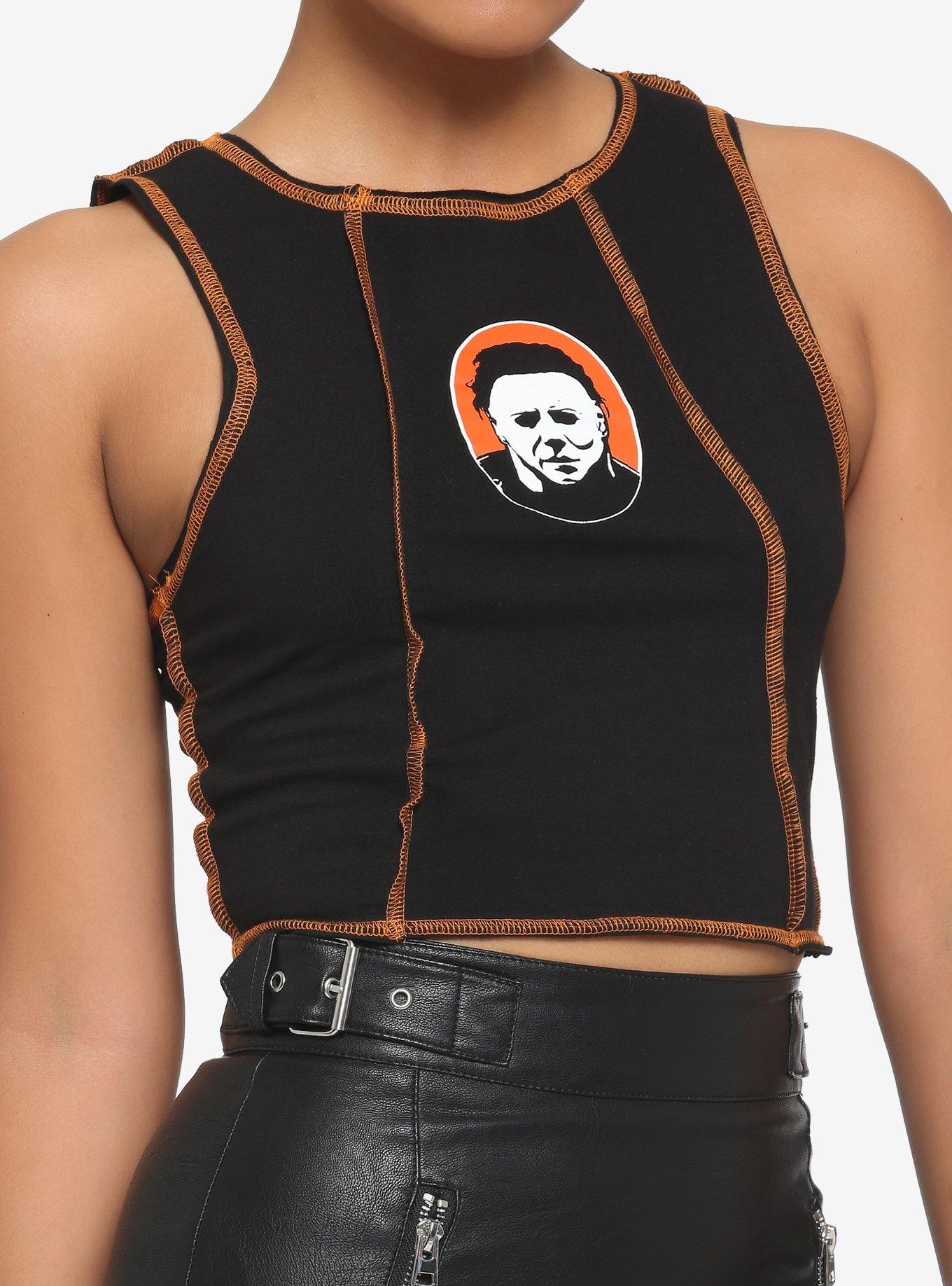 Halloween Michael Myers Girls Crop Tank Top, MULTI, hi-res