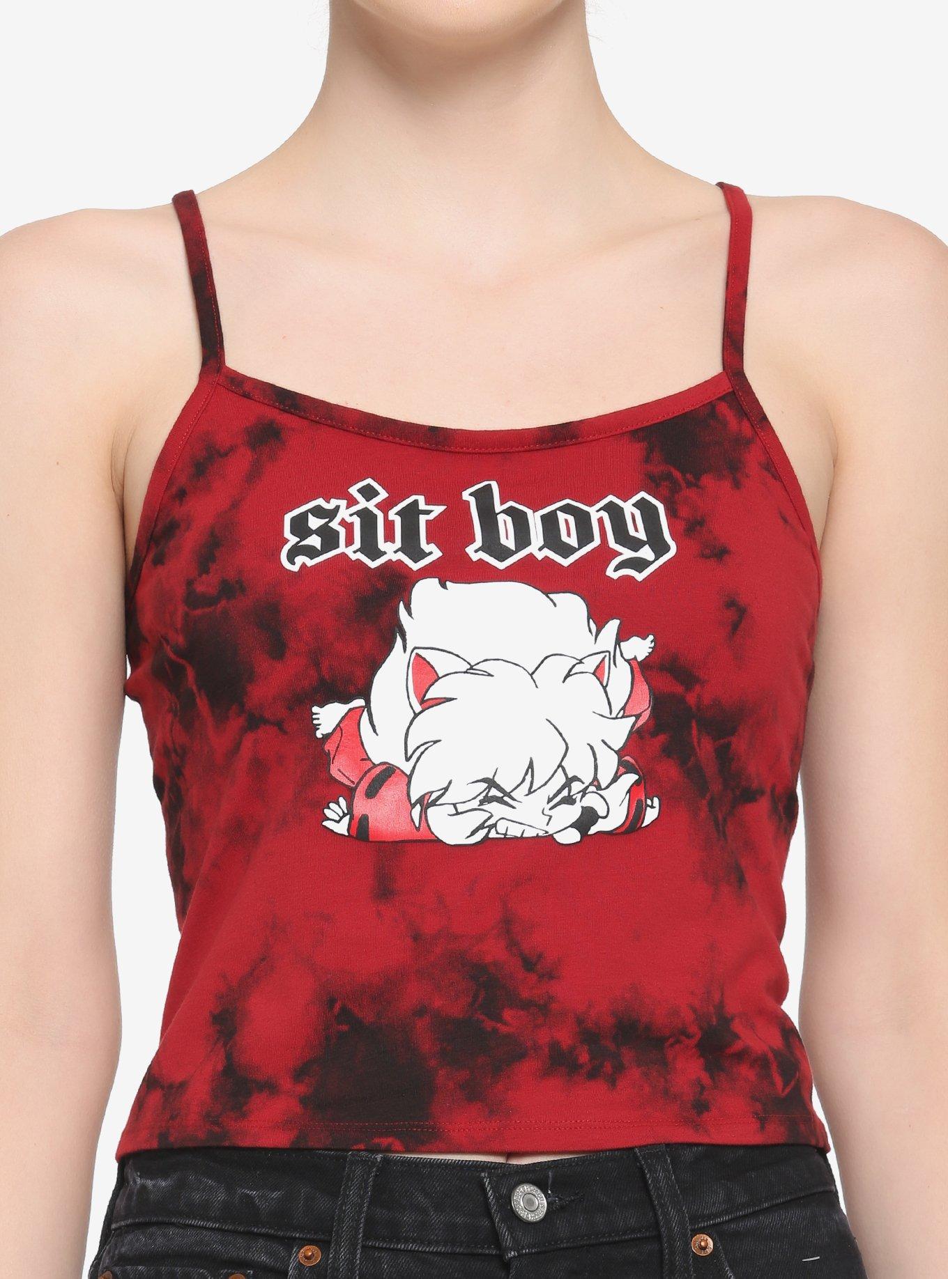 InuYasha Sit Boy Red Tie-Dye Girls Strappy Tank Top, MULTI, hi-res