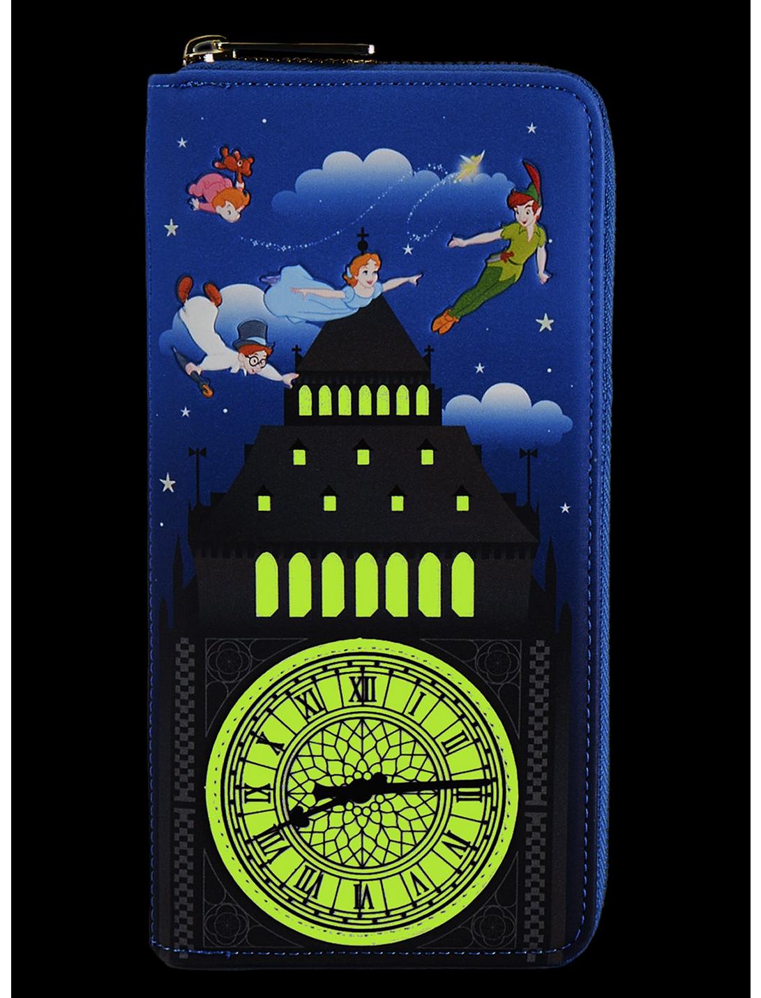 Loungefly Disney Peter Pan Clock Glow-In-The-Dark Zipper Wallet, , hi-res