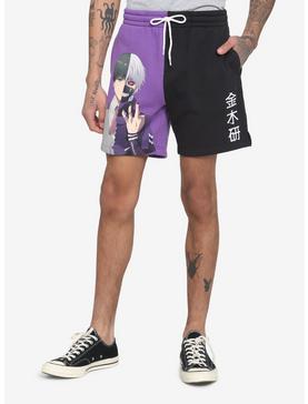 Tokyo Ghoul Purple & Black Split Volley Shorts, , hi-res