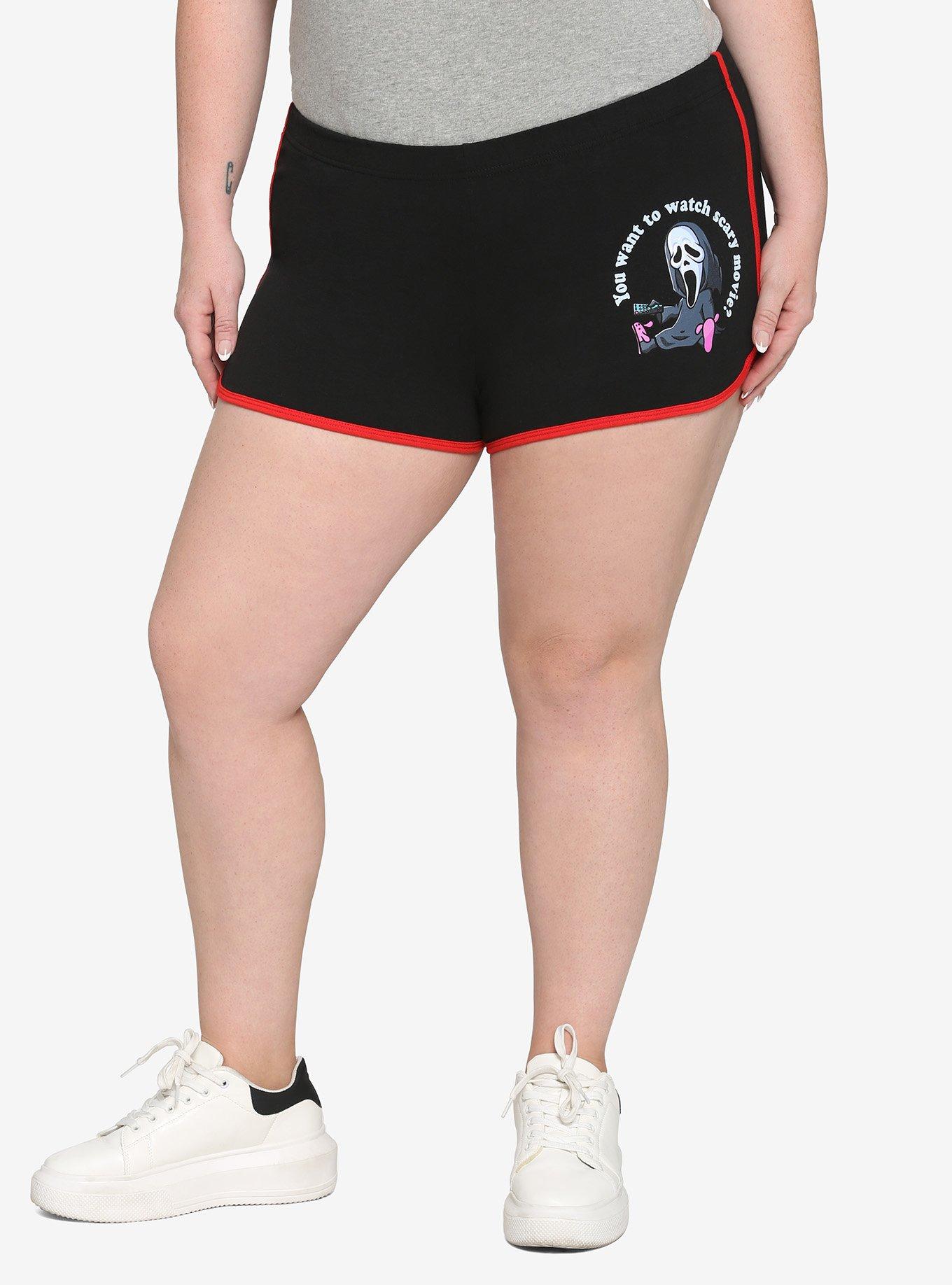 Scream Ghost Face Girl Soft Shorts Plus Size, MULTI, hi-res