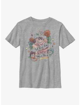 Disney Alice In Wonderland Cheshire Banner Tattoo Youth T-Shirt, , hi-res