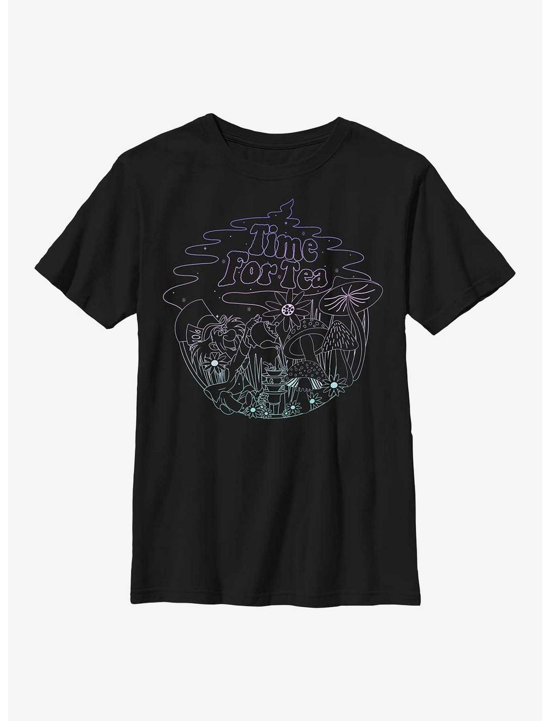 Disney Alice In Wonderland Tea Time Line Youth T-Shirt, BLACK, hi-res