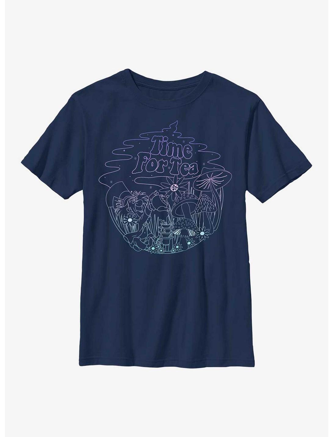 Disney Alice In Wonderland Tea Time Line Youth T-Shirt, NAVY, hi-res