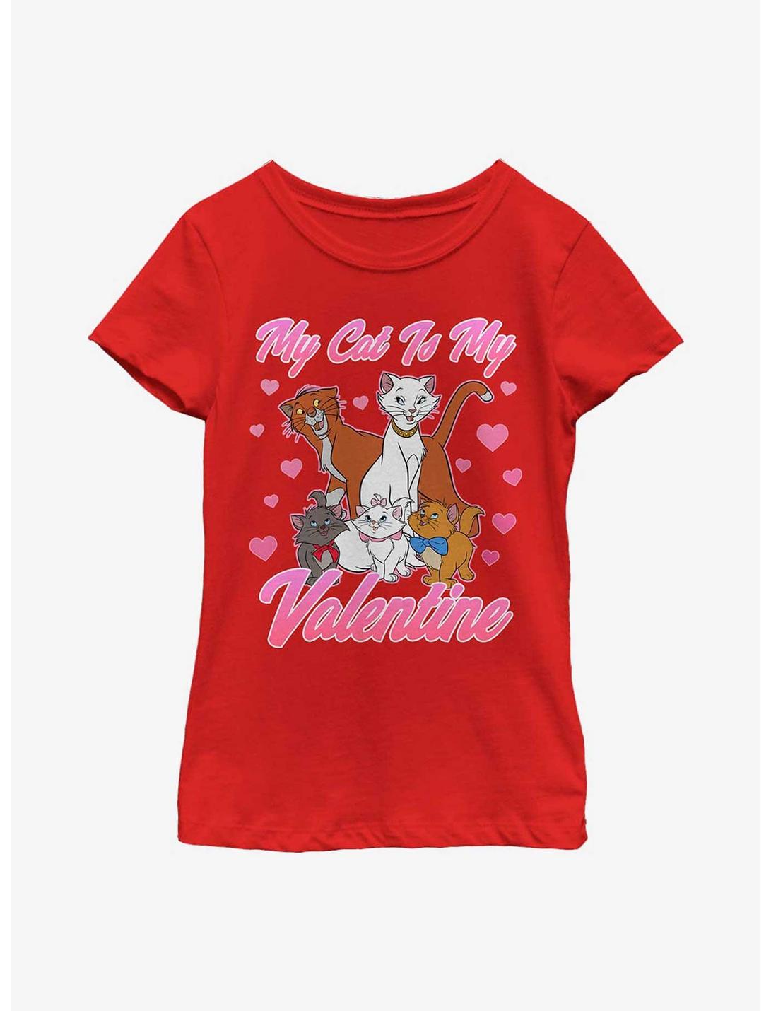 Disney The Aristocats Valentine Cat Youth Girls T-Shirt, RED, hi-res