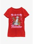 Disney The Aristocats Valentine Cat Youth Girls T-Shirt, RED, hi-res
