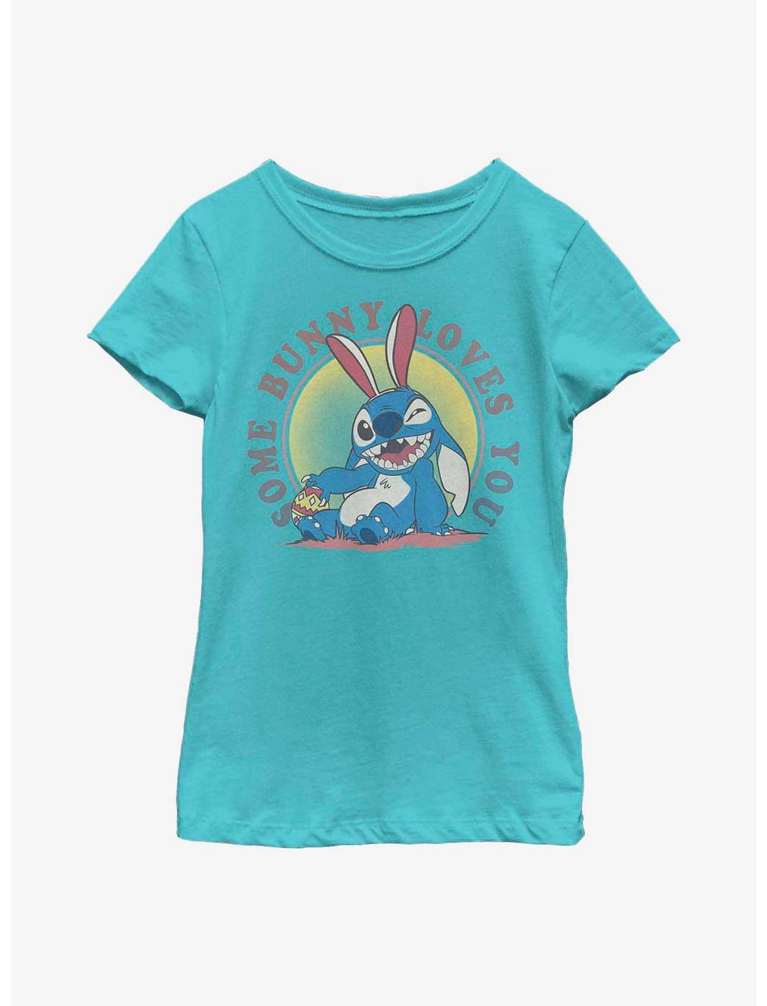 Disney Lilo And Stitch Some Bunny Loves You Youth Girls T-Shirt, TAHI BLUE, hi-res