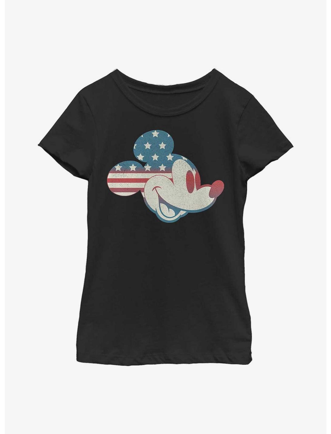 Disney Mickey Mouse Mickey Americana Flag Fill Youth Girls T-Shirt, BLACK, hi-res