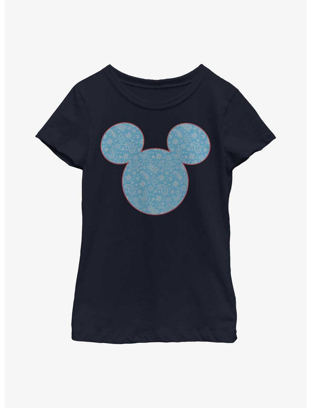 Disney Mickey Mouse Mickey Americana Paisley Youth Girls T-Shirt, NAVY, hi-res